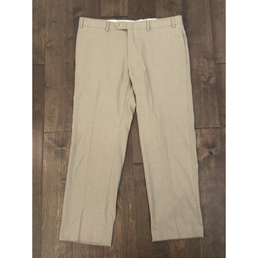 Ralph Lauren Mens Beige Flat Front Dress Pants 36X29 Straight Stretch Trouser